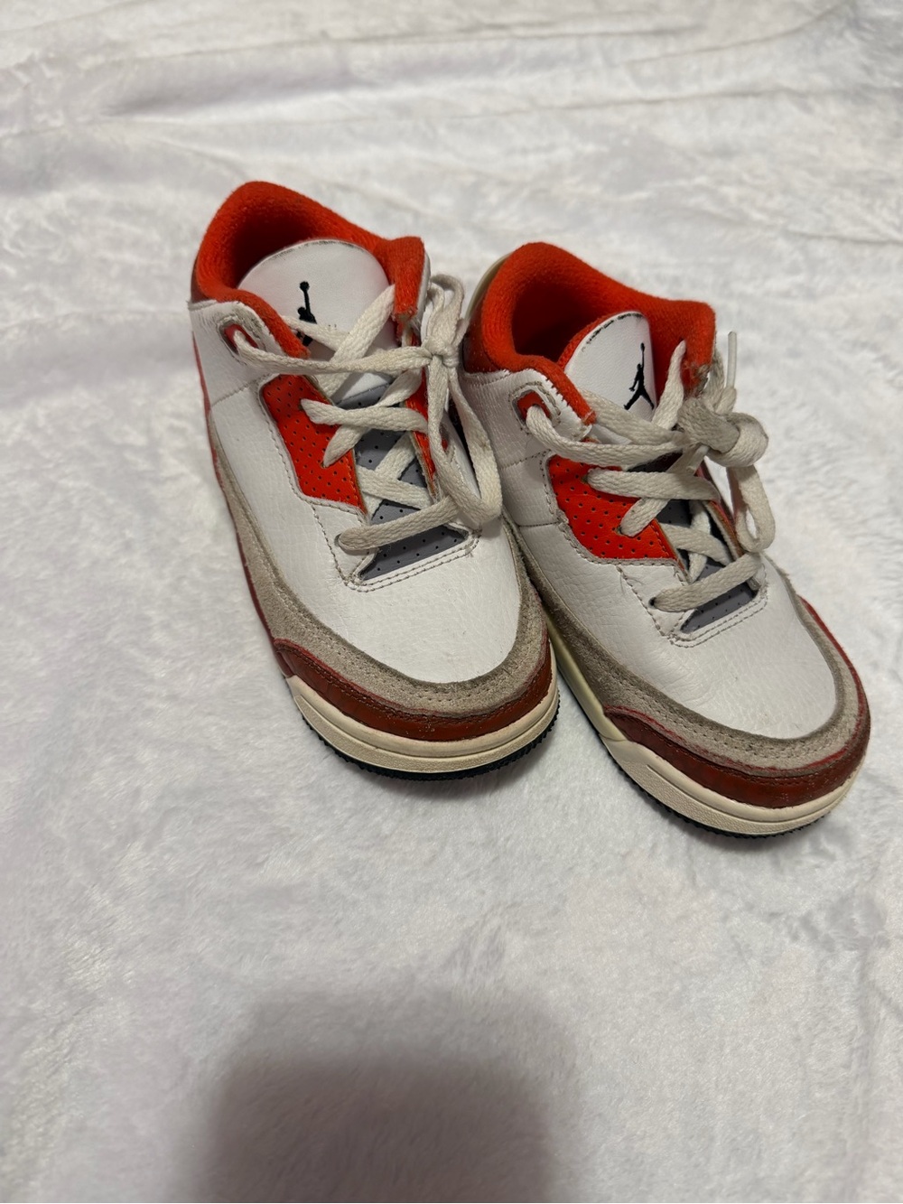Jordan Kids White and Orange Retro Style Sneakers